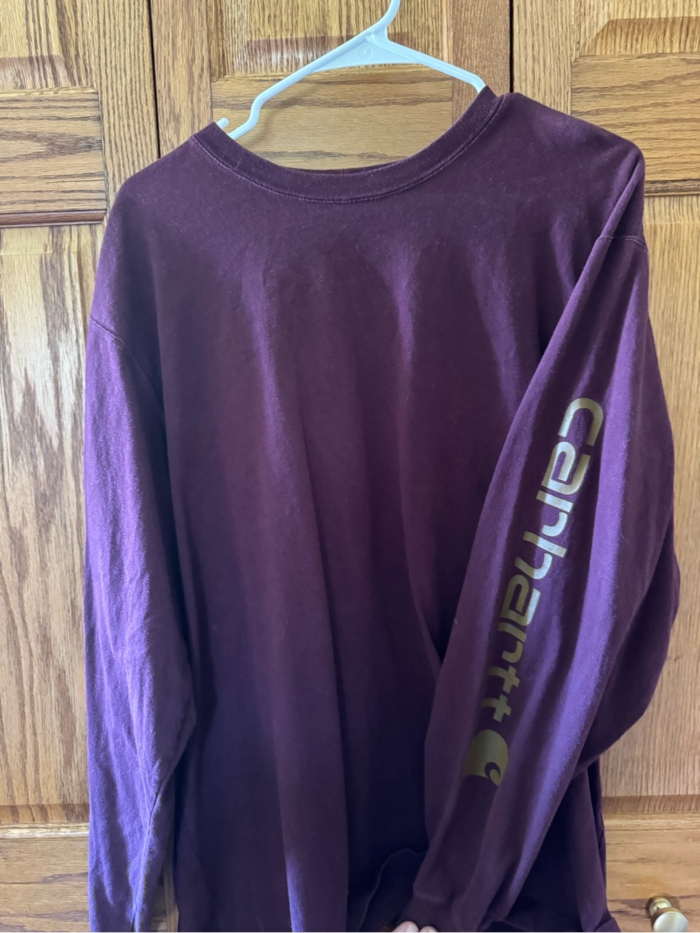 Carhartt Long Sleeve Tee in Maroon with White Logo Print